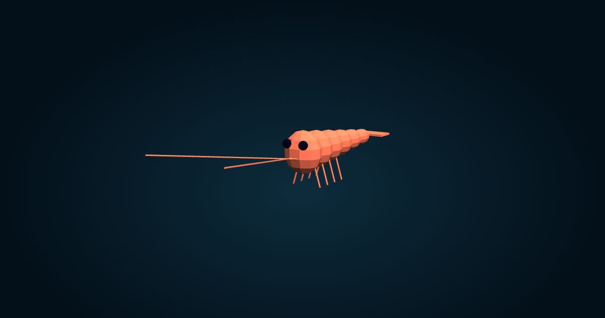 Modèle 3D : Crevette des pentes antarctiques (Nematocarcinus lanceopes), dans le jeu Cachalot